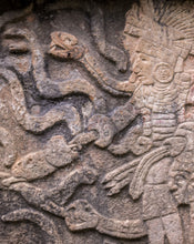 Load image into Gallery viewer, Chichen Itza, Mayan Sun and Snake Warriors Art Print in Frame, Vintage, 1990's