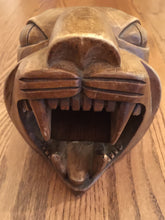 Load image into Gallery viewer, Mayan Carved Wooden Jaguar Head Art, Vintage, 1970's