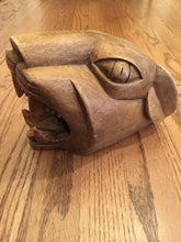 Load image into Gallery viewer, Mayan Carved Wooden Jaguar Head Art, Vintage, 1970's