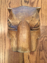 Load image into Gallery viewer, Mayan Carved Wooden Jaguar Head Art, Vintage, 1970's