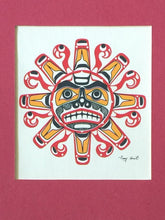 Load image into Gallery viewer, Native American, Pacific Northwest Canada, Kwa-Guilth Sun Art Print, 1970's