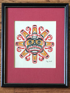 Native American, Pacific Northwest Canada, Kwa-Guilth Sun Art Print, 1970's