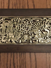 Load image into Gallery viewer, Chichen Itza, Desktop Mayan Ball Court Procession Metal Relief Art, Vintage, 1970's