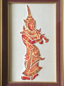 Temple Rubbing, Buddhist, Thailand, Classical Musician, Musical Nymph, Aspara, 1960's