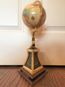 Nautical Heritage Society Navigator's Globe, Whale Stand with Etched Sailing Ship, 1990's