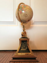 Load image into Gallery viewer, Nautical Heritage Society Navigator&#39;s Globe, Whale Stand with Etched Sailing Ship, 1990&#39;s