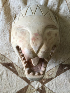 South American, Brazilian Amazon, Rain Forest Jaguar Mask, Hand Carved, 1960's