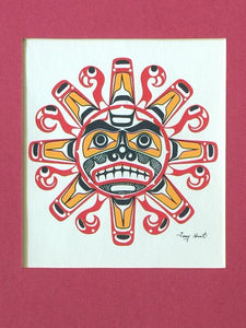 Native American, Pacific Northwest Canada, Kwa-Guilth Sun Art Print, 1970's