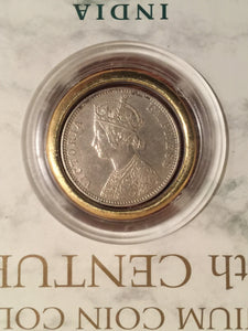 19th Century India Trade Rupee, Authentic 1900 Silver Coin in Descriptive Case from 1997