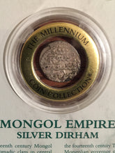 Load image into Gallery viewer, 14th Century Mongol Empire, Authentic Silver Dirham Coin in Descriptive Case from 1997