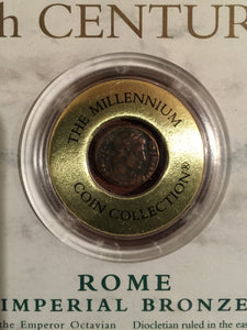 4th Century Rome, Authentic Imperial Bronze 300's A.D. Coin in Descriptive Case from 1997