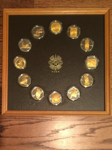 Very Rare, Treasures of the Mayas Silver Medals with 24 Karat Gold, 1979