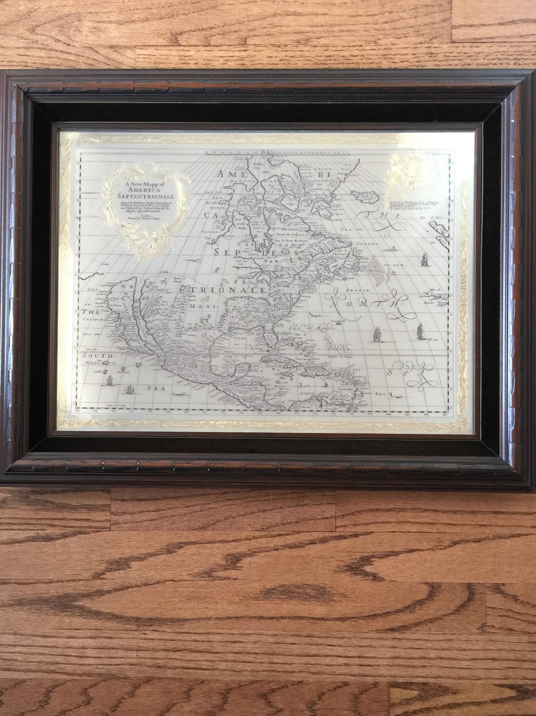 Royal Map of North America etched in Sterling Silver and Embellished with 24k Gold, 1977