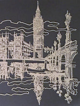 Load image into Gallery viewer, Sterling Silver Silhouette of Big Ben and Parliament in the City of London, 1977