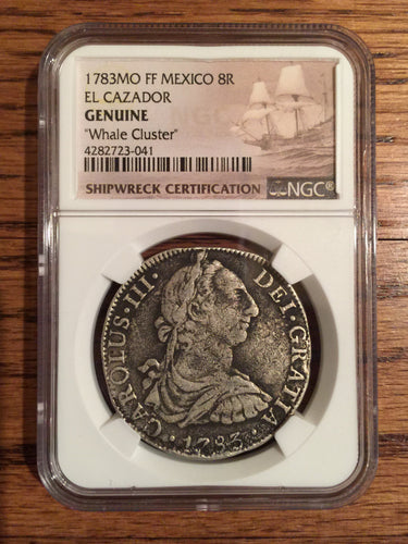 El Cazador - Whale Cluster - 8 Real Silver Coin from Shipwreck, Dated 1783