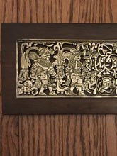 Load image into Gallery viewer, Chichen Itza, Desktop Mayan Ball Court Procession Metal Relief Art, Vintage, 1970&#39;s