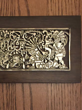 Load image into Gallery viewer, Chichen Itza, Desktop Mayan Ball Court Procession Metal Relief Art, Vintage, 1970&#39;s