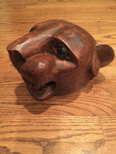 Load image into Gallery viewer, Coba Ruins Tulum, Carved Wooden Jaguar Head Art, Vintage, 1970&#39;s