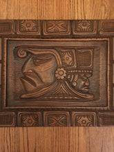 Load image into Gallery viewer, Mayan Maize God, Hand Carved Wooden Art Panel, Laptop Desk Size, Vintage, 1970's
